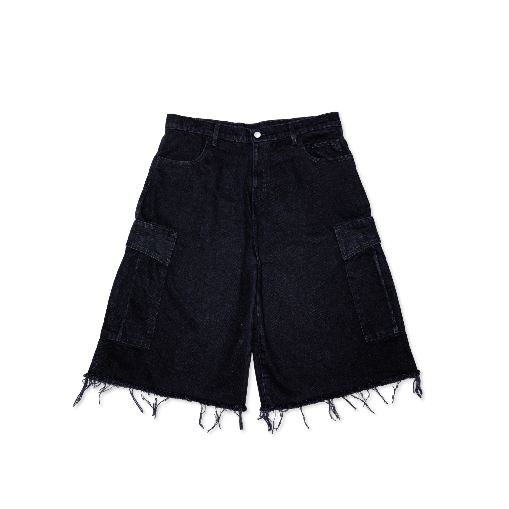 13oz BLACK DENIM CARGO SHORT