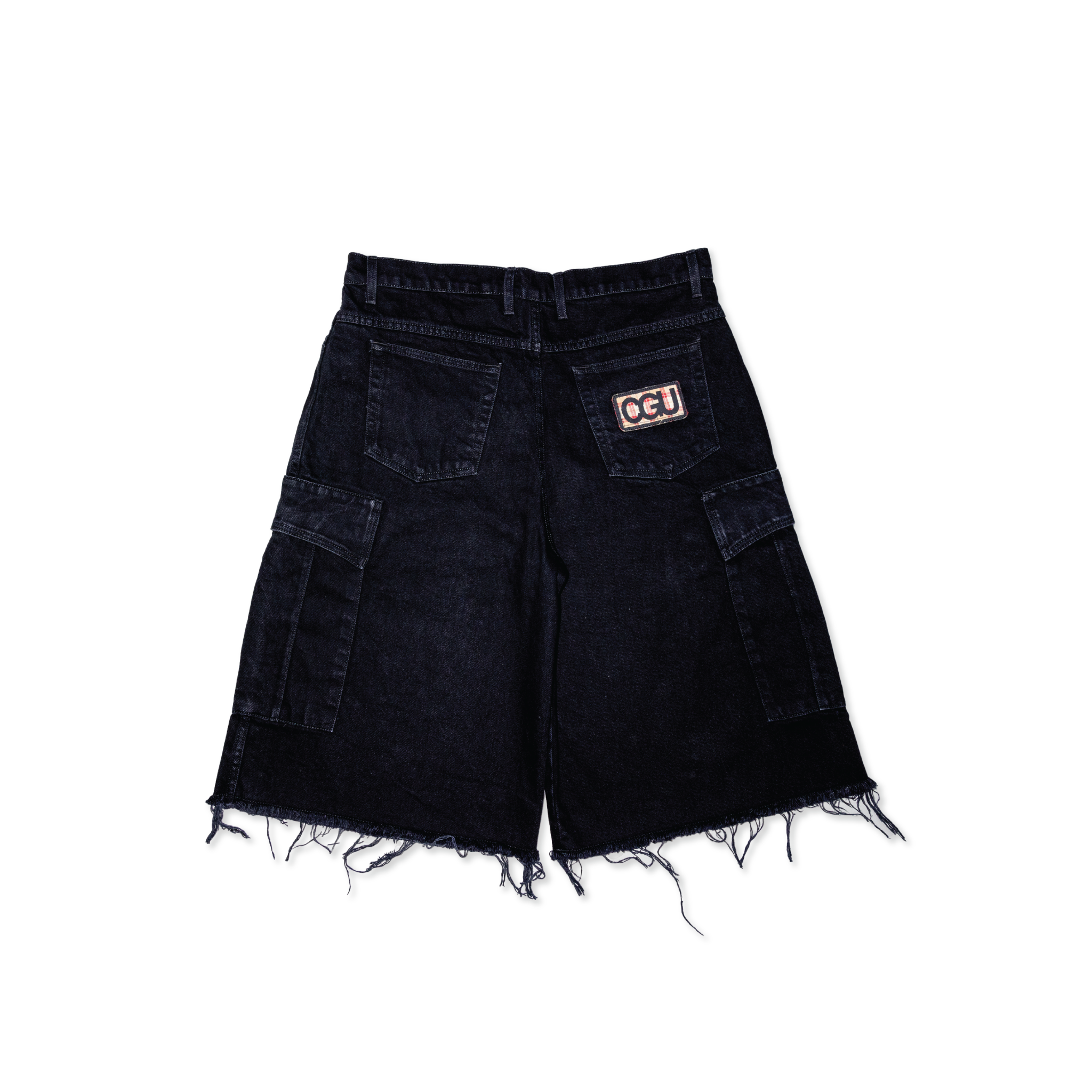 13oz BLACK DENIM CARGO SHORT